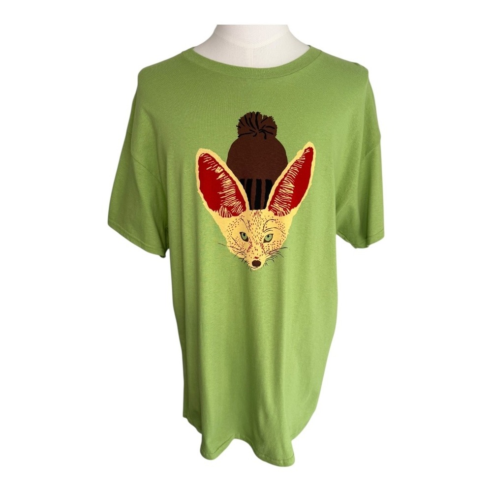 ALTRU Pistachio Green Graphic Tee Fennec Fox Short Sleeve T-Shirt XL NWT‎